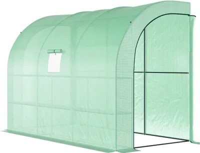 Produktbild von Gewächshaus, Gartengewächshaus mit Kunststoff-Abdeckung, UV-beständig, 3 Etagen, Reißverschlusstüren, Grün