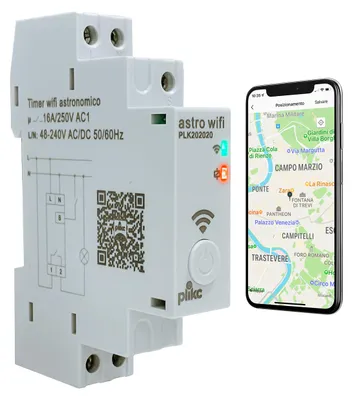 Immagine prodotto di Timer astronomico - giornaliero/settimanale - Multifunzione WiFi 48-230Vac - Plikc Aastro WiFi
