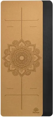Produktbild von Yogamatte 183x61 cm, Kork und Schwarz, 0,5 cm dick, rutschfest, für Zuhause