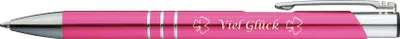 Produktbild von Kugelschreiber mit Gravur "Viel Glück" / aus Metall / Farbe: pink