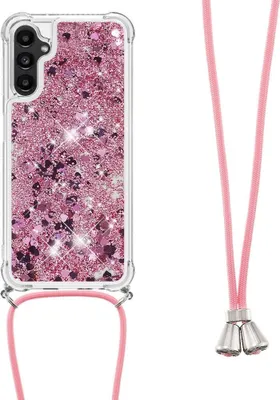 Produktbild von Samsung Galaxy A14 Hülle - Coverup Liquid Glitzer Back Cover mit Handykette - Roségold