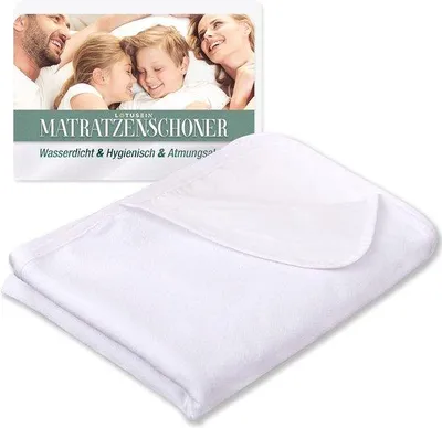 Imagen del producto de Funda protectora impermeable para colchones Unyqoos®, transpirable, fabricada con 100% poliéster (parte superior) y 100% poliuretano (parte inferior), con 4 elásticos en las esquinas, ideal para incontinencia y cuidado