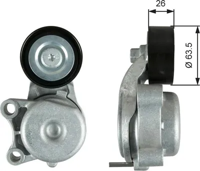 Produktbild von GATES T39343 Spannrolle Keilrippenriemen 63,5mm für JEEP GRAND CHEROKEE IV (WK, WK2) für CHRYSLER 300 C