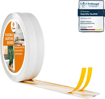 Zdjęcie produktu dla QUEST Listwa wykończeniowa PCV 18x18mm, 5m, samoprzylepna, elastyczna, miękka taśma dekoracyjna, biały