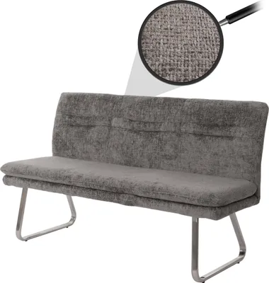 Produktbild von Lavica HWC-H70, lavica do jedálne lavica čalúnená lavica, operadlo látka/textil šenil nerezová oceľ brúsená 160 cm ~ tmavosivá
