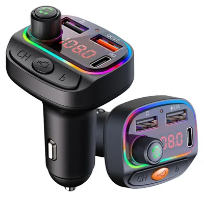 Produktbild von Zigarettenanzünder USB C Auto Ladegerät KFZ Adapter Auto Bluetooth 5.0 Radio FM Transmitter für iPhone 17 16 15 Pro Max Air Samsung Galaxy S25 S24 S23