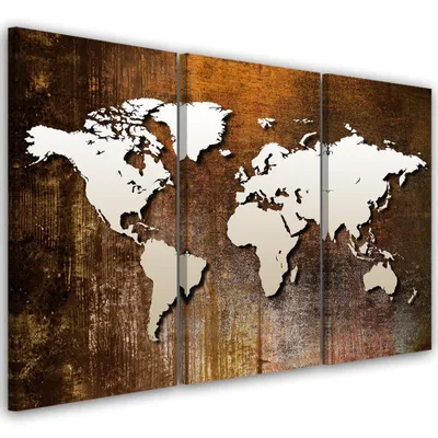 Produktbild von Triptychon auf leinwand abstraktionen - braun 120x80 cm Feeby braun wandbild bereit zum aufhängen