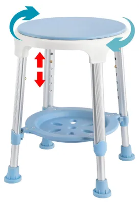 Productafbeelding van Douchekruk douchestoel badkruk - 42 - 54,5 cm - Blauw en wit - 150 kg