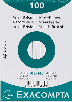Zdjęcie produktu dla EXACOMPTA 10809SE Karty indeksujące DIN A6 z podszewką, białe