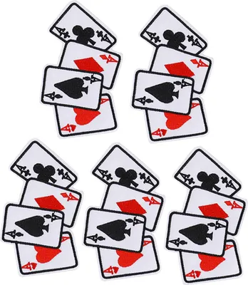 Obrázok produktu pre Dekoračné pokerové eso nažehľovačka na záplaty na oblečenie DIY projekty Látkové vyšívacie stroje - 5 kusov - Všestranný dizajn hracích kariet na tričká, tašky, klobúky a ďalšie