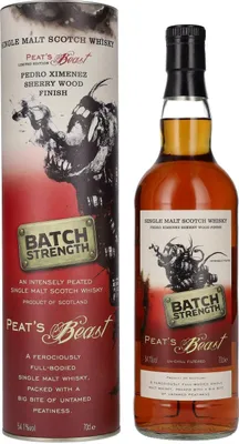 Image de Peat's Beast BATCH STRENGTH Pedro Ximenez Sherry Wood Finish 54,1% Vol. 0,7l en boîte cadeau