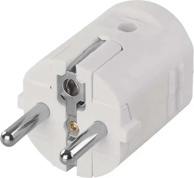 Produktbild von EMOS Schuko-Stecker ohne Kabel, Ersatz-Stecker aus Kunststoff, Schutzkontaktstecker für gerade Einführung, für Kabelquerschnitt 1,5 mm2, 3 680 W, IP20 Innenbereich, 250 V/16 A max., Weiss