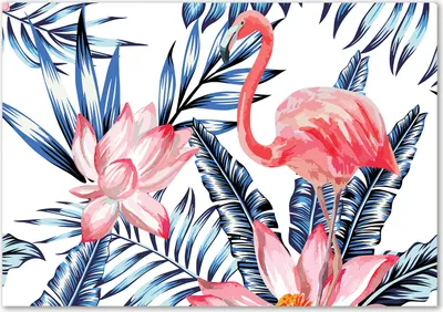 Produktbild von Tulup® Leinwandbild - 100x70 cm - Wandkunst - Drucke auf Leinwand - Leinwanddruck  - Tiere - Rosa - Flamingos Pflanzen