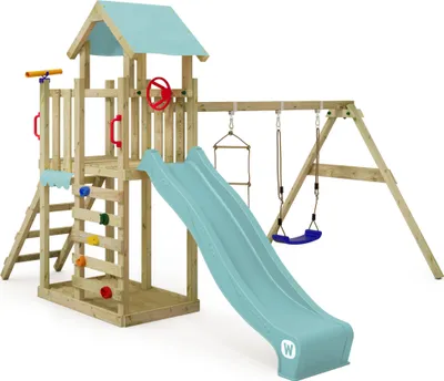 Immagine prodotto di Torre giochi Wickey MultiFlyer Light con altalena e scivolo, colore azzurro cielo