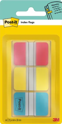 Produktbild von Post-it® Index Strong Ablagetabs Tagging Tabs Blau Rot Gelb 25x38mm 66 Stk