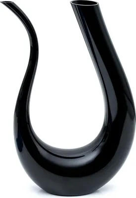 Produktbild von Intirilife Wein Dekanter in U-Form aus Glas in Schwarz -750 ml- Weinkaraffe, Rotwein Dekantierer, Weinbelüfter, Weindekanter Zubehör bleifrei-  Handgemacht, Tropffrei Ausgießen, spülmaschinenfest