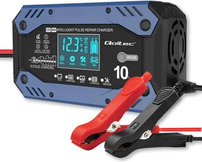 Zdjęcie produktu dla QOLTEC 52482 Inteligentna ładowarka do akumulatora STD AGM GEL LiFePO4 Prostownik z funkcją naprawy 1224V 10A LCD 9stopn
