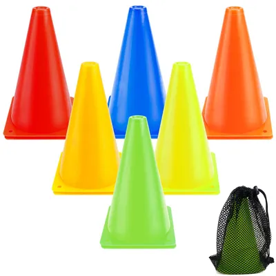 Image de Cônes de marquage 12 pièces - Pylônes - Sport - Football - Équitation - Dressage canin - Hauteur 17,5 cm - Cônes de sport