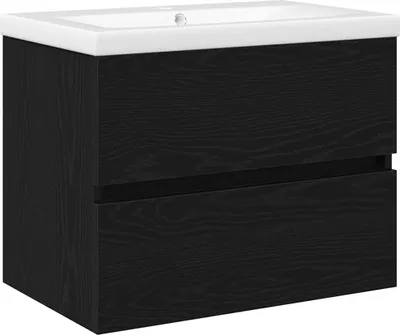 Produktbild von vidaXL Waschbeckenunterschrank Schwarz Eichen-Optik 60 x 39 x 62 cm