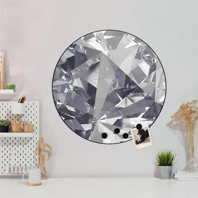 Produktbild von Design Stahlmagnettafel Schwarz Rund 47cm Facetten Monochrome