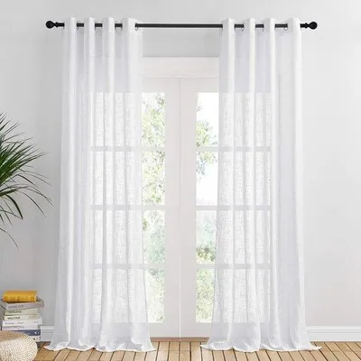 Produktbild von Famanu Gardinen Set von 2 - Halbtransparente Vorhänge in Weiß, 240 x 132 cm