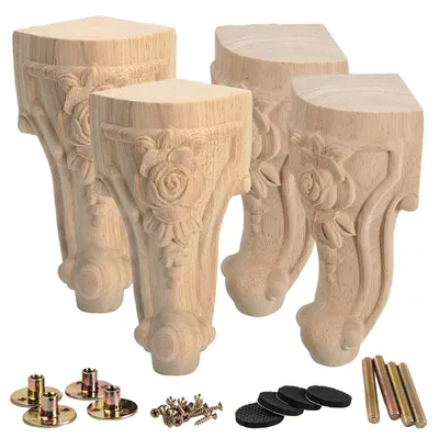 Image de Pieds en bois pour meubles - Lot de 4