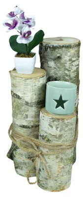 Produktbild von 3er Set Deko-Holzstämme aus Tannenholz rustikale Vintage-Deko