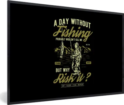 Produktbild von MuchoWow® MuchoWow® Gerahmtes Poster Fisch - Berg - Rute - Jahrgang 60x40 cm - Poster mit zchwarzem Bilderrahmen - Printing - Wanddeko Schlafzimmer