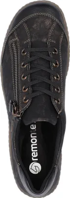 Top-down view of a black sneaker.