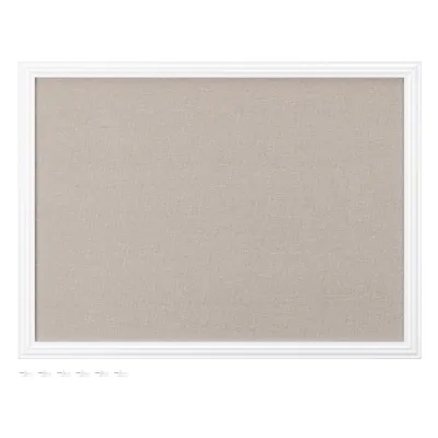 Produktbild von Navaris Memoboard mit Leinenoberfläche - Memoboard 58x43 cm mit Pinnwand aus Leinen - Pinwand Stofffläche mit Rahmen - inkl. Stecknadeln Pins - Weißer