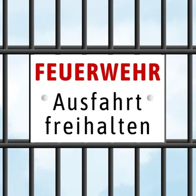 Produktbild von Zaunschild - Feuerwehr Ausfahrt freihalten - Perfekt für Doppelstabmattenzäune Anthrazit