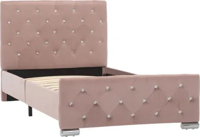 Image de vidaXL Sommier rose velours 90x200 cm