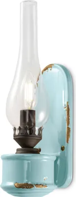 Produktbild von Wandlampe Metall Glas H: 33 cm Hellblau Shabby Antik E14 Jugendstil Wandleuchte