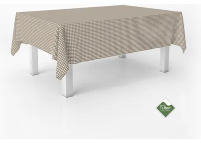 Tischdecke Vichy-Karo 140x140 cm taupe, wasserdicht