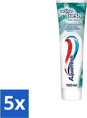 Productafbeelding van Aquafresh tandpasta - Verfrissende reiniger - Met menthol - 100 ml - Voordeelverpakking - 5 stuks