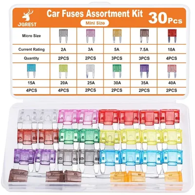 Produktbild von Mini Kfz Sicherung Set 30 Stück Flachsicherungen Auto PKW Wohnmobil LKW Motorrad 2A-40A