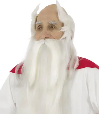Produktbild von Miraculix Perücke Druide mit Bart weiß 100 cm lang für Herren