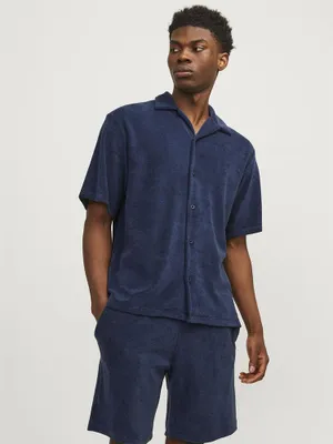 Obrázek produktu pro Jack & Jones Modrá košile s krátkým rukávem, modrá, velikost XL, pánská, modrá, velikost XL
