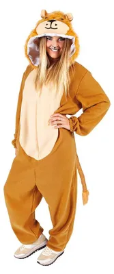 Produktbild von Rubies Löwenkostüm für Erwachsene, süßer Löwe, Uni, Einheitsgröße, Jumpsuit mit Kapuze und Schwanz, offiziell, Karneval, Junggesellenabschied, Geburtstag, Halloween