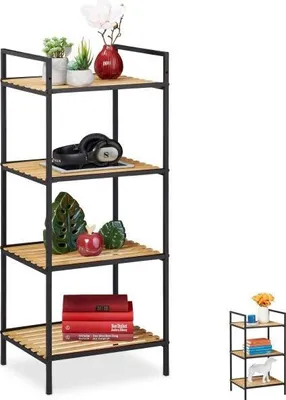 Image de Etagère sur pied en bambou et métal