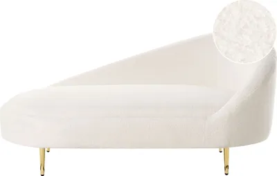 Produktbild von BELIANI Chaiselongue Rechts Cremeweiß Bouclé-Stoffbezug Gesteppt mit Goldenen Metallbeinen Modern Liegesessel Relaxliege für Wohnzimmer Schlafzimmer