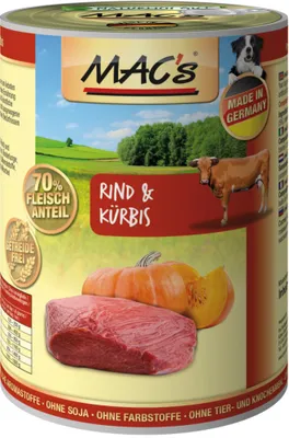 Produktbild von MAC's DOG RIND & KÜRBIS, Adult, jede Rasse, Kürbis, 400 g