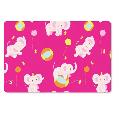 Produktbild von MuchoWow® Schreibtischunterlage Elefant - Blumen - Muster 60x40 cm - XXL Mauspad - Großes Mauspad