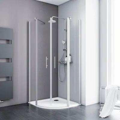 Produktbild von SCHULTE Runddusche mit Drehtür Alexa Style 2.0 ExpressPlus 90 x 90 x 192 cm Radius 550 Profil aluminium Klarglas schmutz