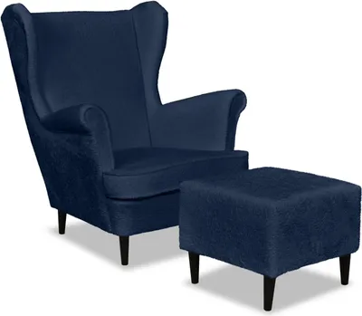 Produktbild von Family Meble Ohrensessel mit Hocker Bella Relaxsessel Skandinavisch Velours Bequemer Sessel Loungesessel Fernsehsessel Wohnzimmer Schlafzimmer (An 16)