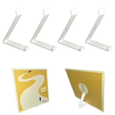 Produktbild von LP Ständer - 4er Set - Weiß - Vinyl Schallplatten Halter freistehend - Plattenständer