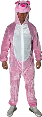 Produktbild von Rosa Schwein Ganzkörper-Overall Kostüm XXXXL mit Kapuze und Reißverschluss