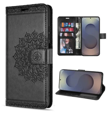 Produktbild von Handy Tasche für Samsung Galaxy S25 Ultra Hülle Handyhülle Klapphülle Wallet Case in Schwarz