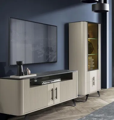 Immagine prodotto di Lussuoso set di mobili in legno da 2 pezzi per soggiorno con mobile TV moderno e vetrina