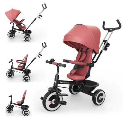 Produktbild von Kinderkraft Aston 2 PRO Dreirad, Schiebestange, 360° Sitz, Verdeck, Rosa
